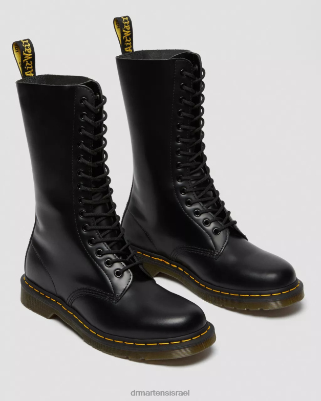 מגפיים גבוהים מעור חלק משנת 1914 Dr. Martens שחור חלק הַנעָלָה N8BB8365