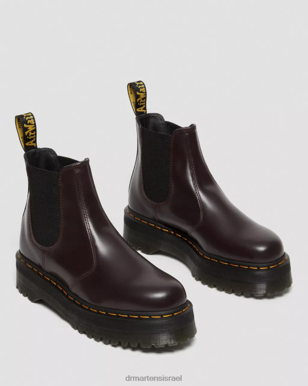 מגפי צ'לסי 2976 חלקים מצוחצחים Dr. Martens בורדו מלוטש חלק הַנעָלָה N8BB8103