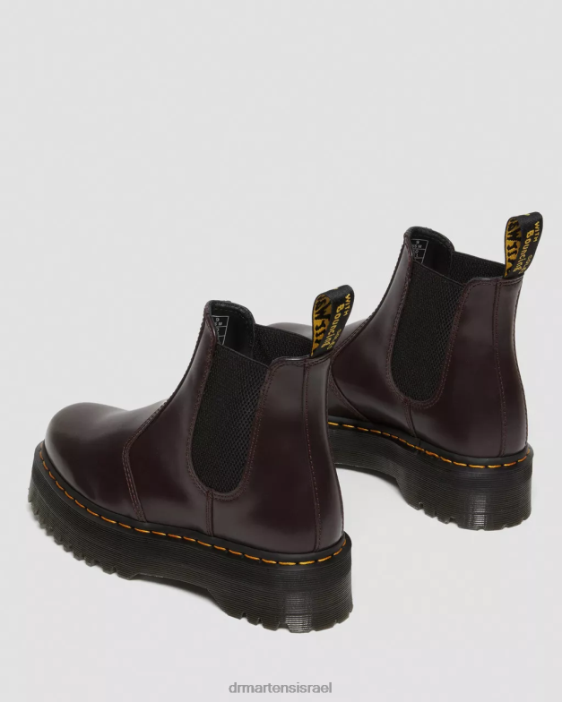 מגפי צ'לסי 2976 חלקים מצוחצחים Dr. Martens בורדו מלוטש חלק הַנעָלָה N8BB8103