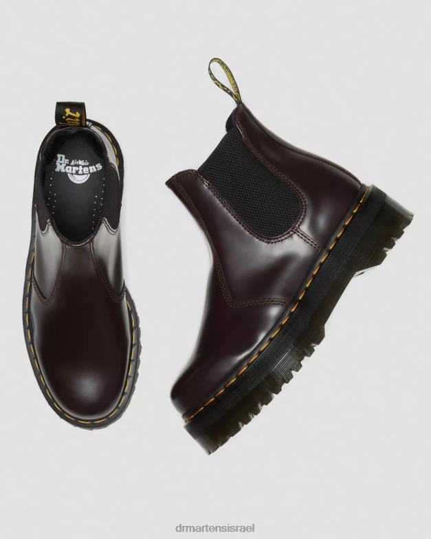 מגפי צ'לסי 2976 חלקים מצוחצחים Dr. Martens בורדו מלוטש חלק הַנעָלָה N8BB8103