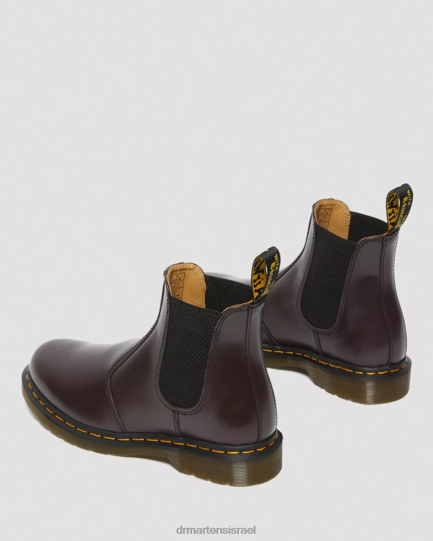 מגפי צ'לסי מעור חלק 2976 תפר צהוב Dr. Martens חלק בורדו הַנעָלָה N8BB8104