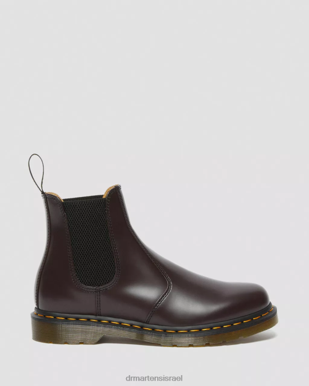 מגפי צ'לסי מעור חלק 2976 תפר צהוב Dr. Martens חלק בורדו הַנעָלָה N8BB8104