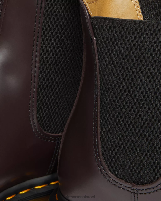 מגפי צ'לסי מעור חלק 2976 תפר צהוב Dr. Martens חלק בורדו הַנעָלָה N8BB8104