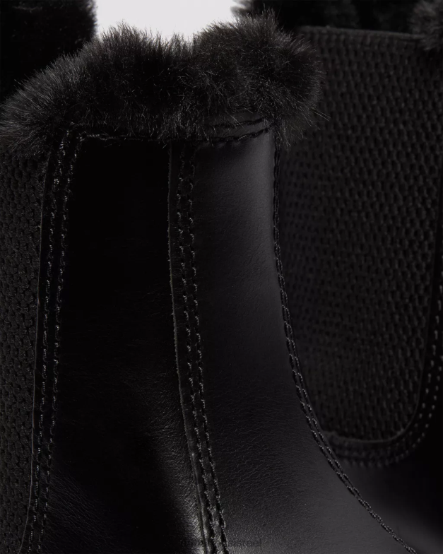 מגפי צ'לסי מרופדים בפרווה מלאכותית של ליאונור 2976 Dr. Martens אטלס אפור כהה הַנעָלָה N8BB8200