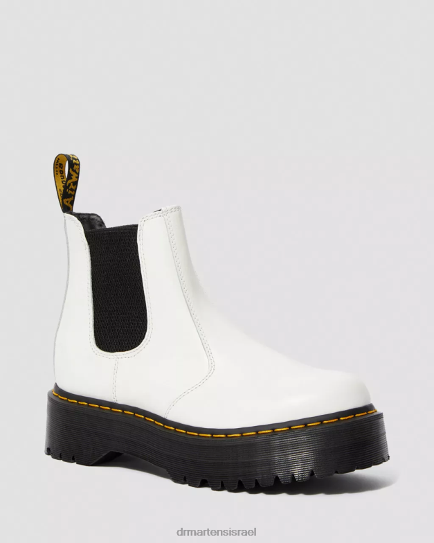 מגפי צ'לסי פלטפורמה מעור חלק 2976 Dr. Martens לבן חלק הַנעָלָה N8BB827