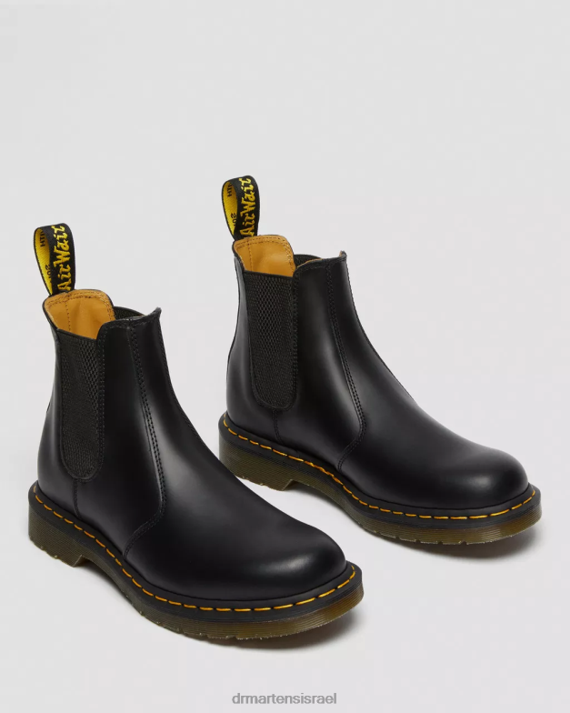 מגפי צ'לסי מעור חלק 2976 תפר צהוב Dr. Martens שחור חלק הַנעָלָה N8BB838