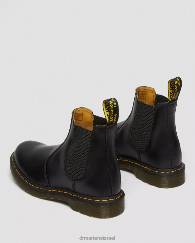 מגפי צ'לסי מעור חלק 2976 תפר צהוב Dr. Martens שחור חלק הַנעָלָה N8BB838