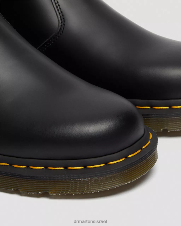 מגפי צ'לסי מעור חלק 2976 תפר צהוב Dr. Martens שחור חלק הַנעָלָה N8BB838