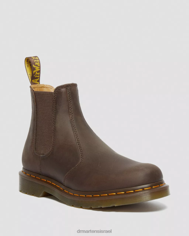 מגפי צ'לסי מעור סוס מטורף תפר צהוב 2976 Dr. Martens סוס משוגע חום כהה הַנעָלָה N8BB843