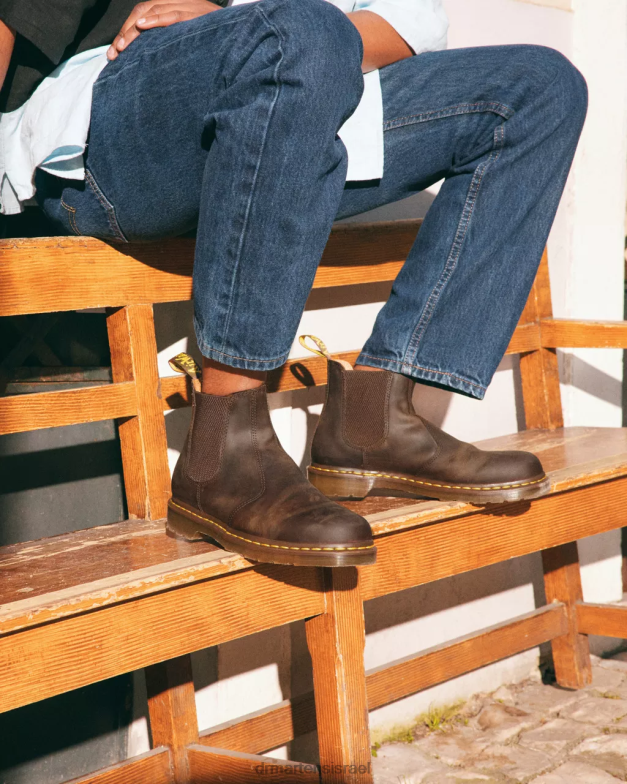 מגפי צ'לסי מעור סוס מטורף תפר צהוב 2976 Dr. Martens סוס משוגע חום כהה הַנעָלָה N8BB843