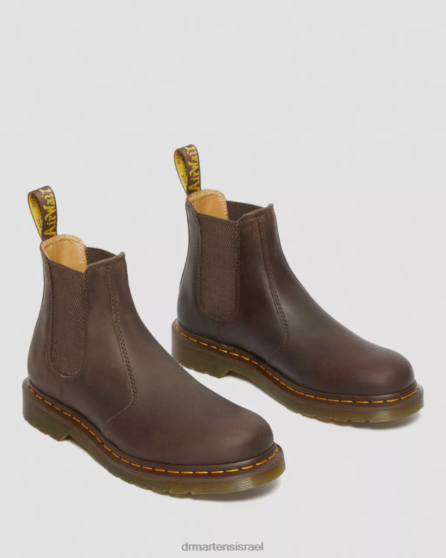 מגפי צ'לסי מעור סוס מטורף תפר צהוב 2976 Dr. Martens סוס משוגע חום כהה הַנעָלָה N8BB843