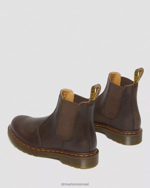 מגפי צ'לסי מעור סוס מטורף תפר צהוב 2976 Dr. Martens סוס משוגע חום כהה הַנעָלָה N8BB843