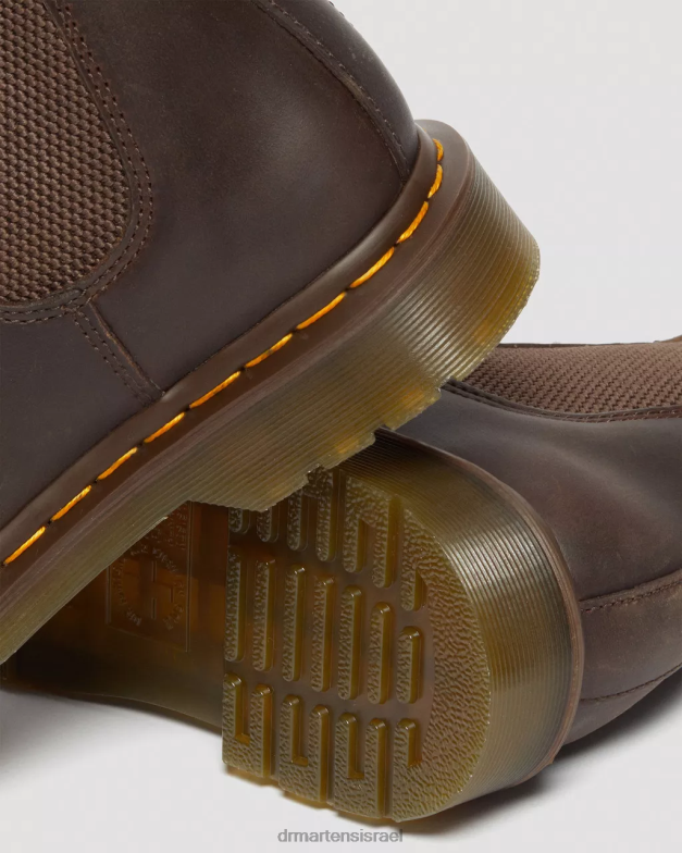 מגפי צ'לסי מעור סוס מטורף תפר צהוב 2976 Dr. Martens סוס משוגע חום כהה הַנעָלָה N8BB843