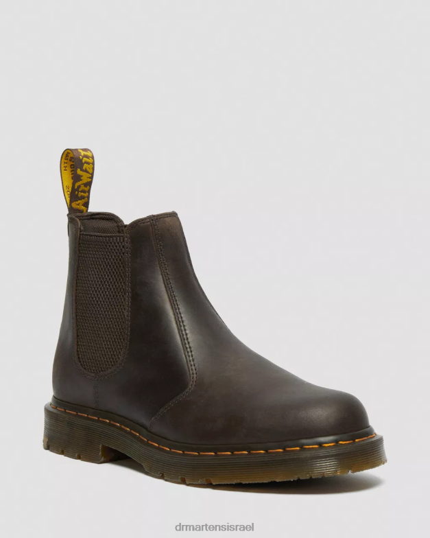 מגפי צ'לסי מעור עמידים בהחלקה 2976 Dr. Martens סוס משוגע חום כהה הַנעָלָה N8BB885
