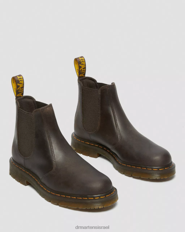מגפי צ'לסי מעור עמידים בהחלקה 2976 Dr. Martens סוס משוגע חום כהה הַנעָלָה N8BB885