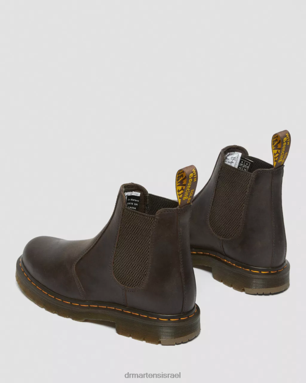 מגפי צ'לסי מעור עמידים בהחלקה 2976 Dr. Martens סוס משוגע חום כהה הַנעָלָה N8BB885