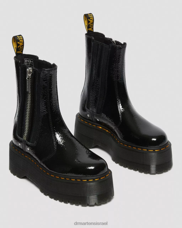 2976 max distressed פטנט מגפי פלטפורמה של צ'לסי Dr. Martens פטנט במצוקה שחור הַנעָלָה N8BB8170