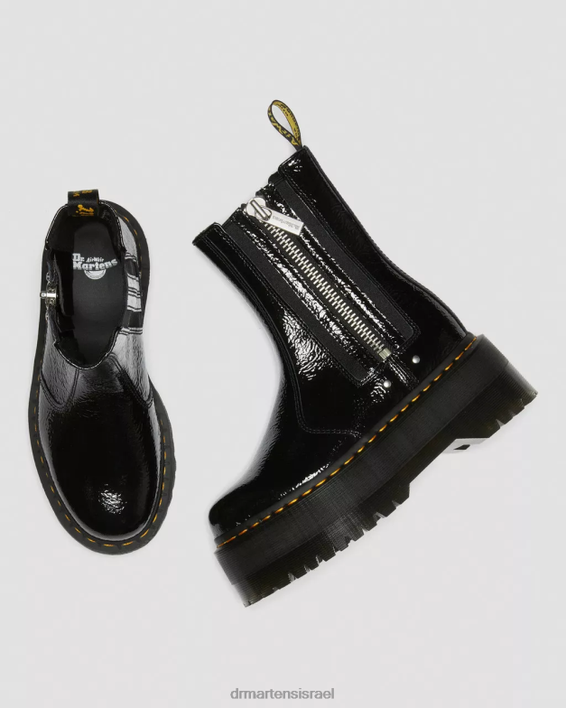 2976 max distressed פטנט מגפי פלטפורמה של צ'לסי Dr. Martens פטנט במצוקה שחור הַנעָלָה N8BB8170
