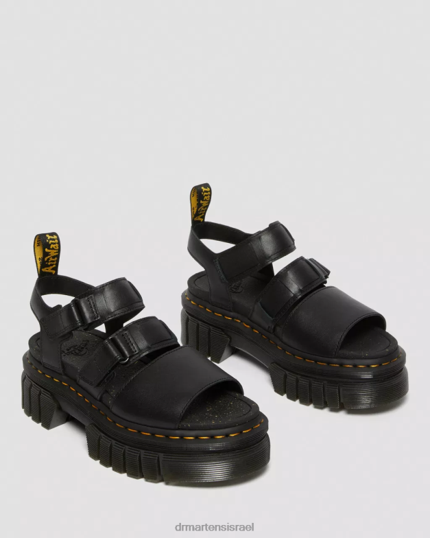 סנדלי פלטפורמה מעור ריקי נאפה לוקס 3 רצועות Dr. Martens נאפה לוקס שחורה הַנעָלָה N8BB8244