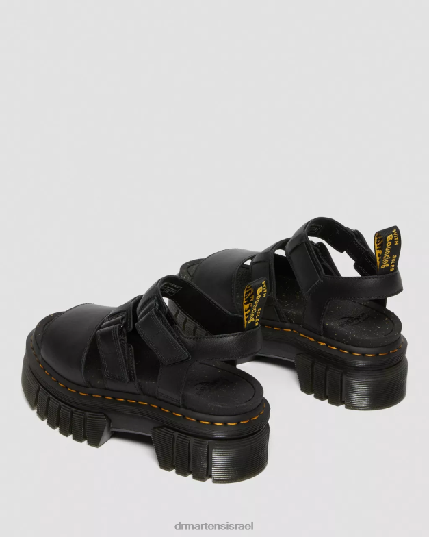 סנדלי פלטפורמה מעור ריקי נאפה לוקס 3 רצועות Dr. Martens נאפה לוקס שחורה הַנעָלָה N8BB8244