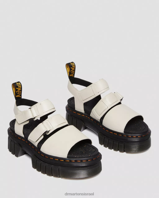 סנדלי פלטפורמה מעור ריקי נאפה לוקס 3 רצועות Dr. Martens נאפה לוקס אפור מרוצף אבן הַנעָלָה N8BB8268