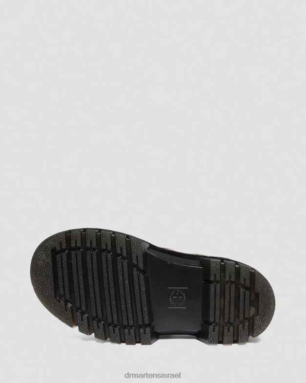 סנדלי פלטפורמה מעור ריקי נאפה לוקס 3 רצועות Dr. Martens נאפה לוקס אפור מרוצף אבן הַנעָלָה N8BB8268