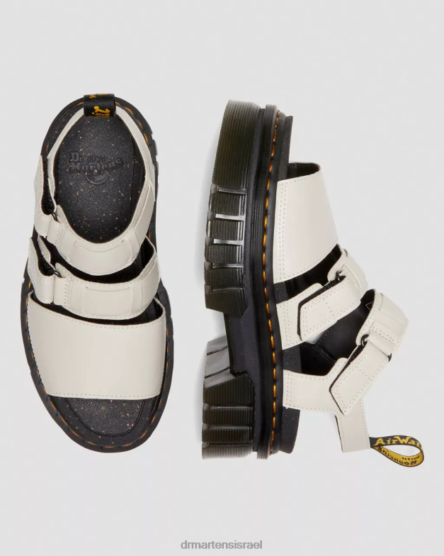 סנדלי פלטפורמה מעור ריקי נאפה לוקס 3 רצועות Dr. Martens נאפה לוקס אפור מרוצף אבן הַנעָלָה N8BB8268