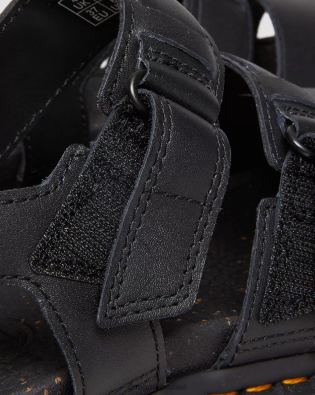 סנדלי פלטפורמה מעור עם 3 רצועות בסוליית ניגודיות של ריקי Dr. Martens לוצידו שחור מלוטש הַנעָלָה N8BB8273