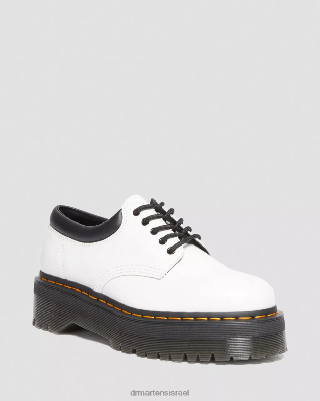 נעלי קז'ואל מעור 8053 פלטפורמה Dr. Martens לבן מלוטש חלק הַנעָלָה N8BB8231
