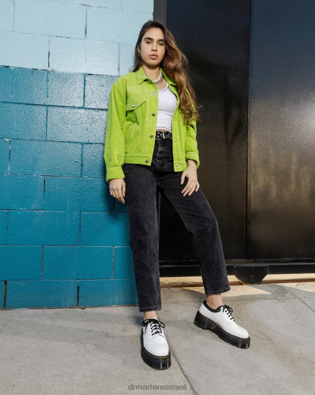 נעלי קז'ואל מעור 8053 פלטפורמה Dr. Martens לבן מלוטש חלק הַנעָלָה N8BB8231