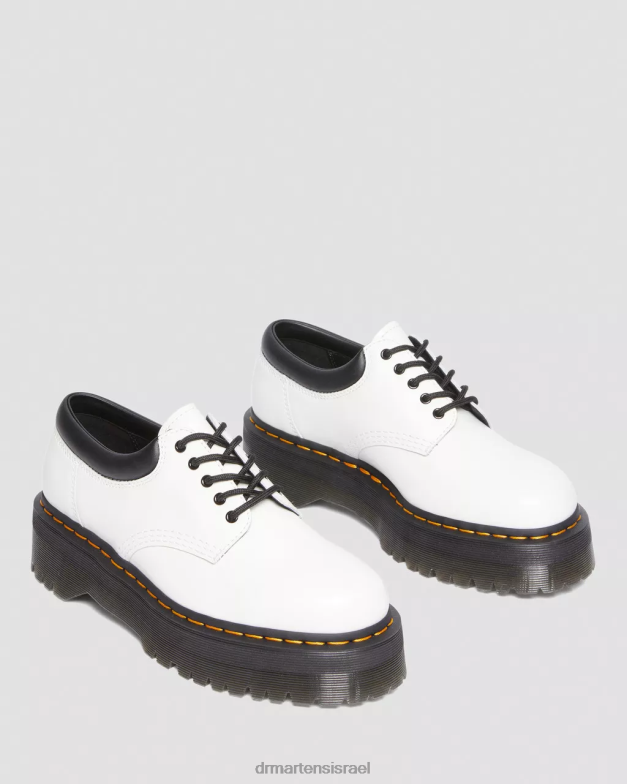 נעלי קז'ואל מעור 8053 פלטפורמה Dr. Martens לבן מלוטש חלק הַנעָלָה N8BB8231