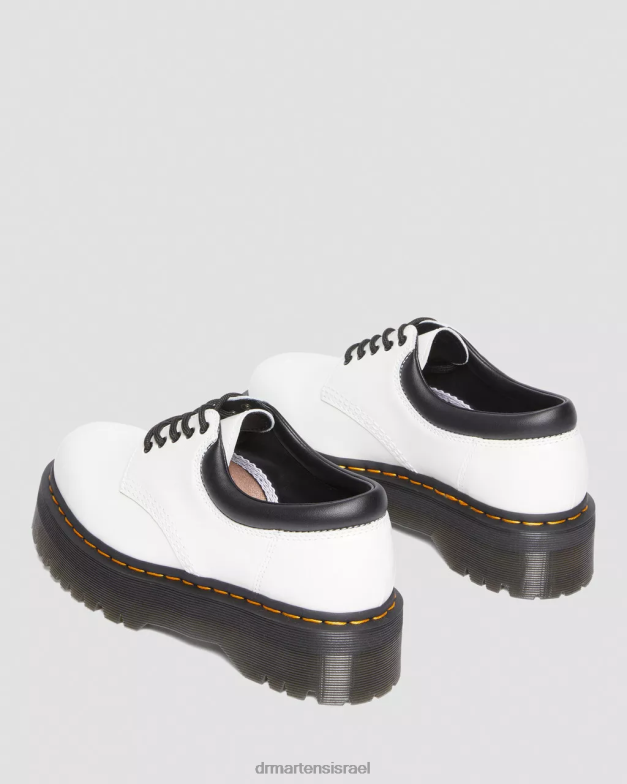 נעלי קז'ואל מעור 8053 פלטפורמה Dr. Martens לבן מלוטש חלק הַנעָלָה N8BB8231