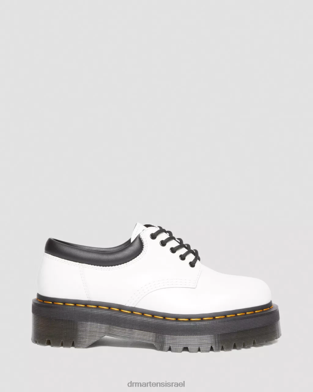 נעלי קז'ואל מעור 8053 פלטפורמה Dr. Martens לבן מלוטש חלק הַנעָלָה N8BB8231