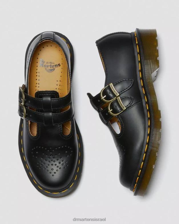 נעלי מרי ג'יין עור חלק 8065 Dr. Martens שחור חלק הַנעָלָה N8BB8337