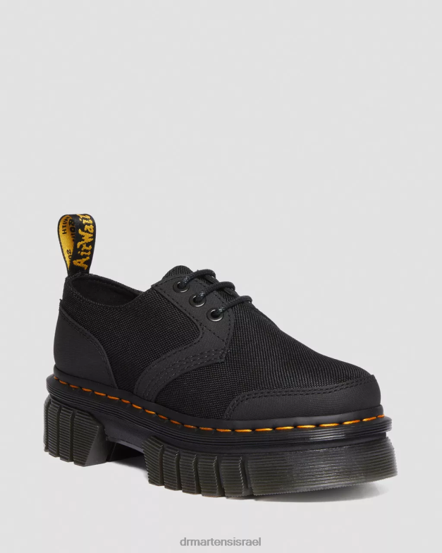 נעלי פלטפורמה מעור ופולי אודריק Dr. Martens Ajax שחור וקשוח במיוחד הַנעָלָה N8BB8239