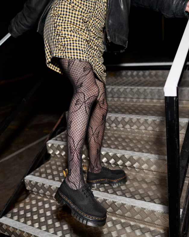 נעלי פלטפורמה מעור ופולי אודריק Dr. Martens Ajax שחור וקשוח במיוחד הַנעָלָה N8BB8239