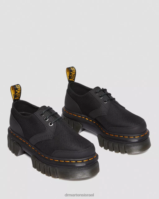 נעלי פלטפורמה מעור ופולי אודריק Dr. Martens Ajax שחור וקשוח במיוחד הַנעָלָה N8BB8239