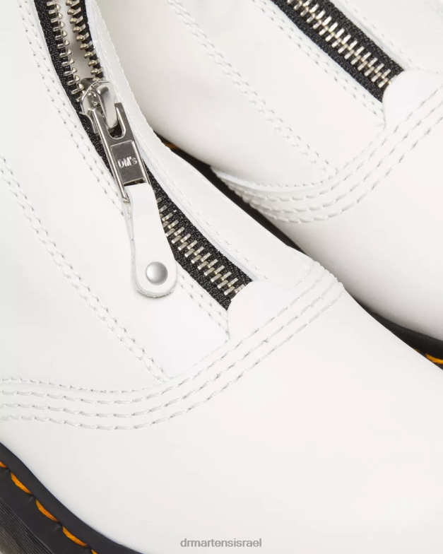 מגפי פלטפורמה מעור סנדל עם רוכסן ג'טה Dr. Martens שלח לבן הַנעָלָה N8BB8101