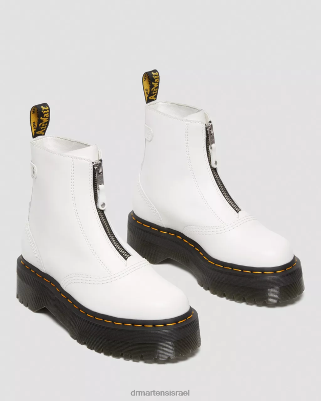 מגפי פלטפורמה מעור סנדל עם רוכסן ג'טה Dr. Martens שלח לבן הַנעָלָה N8BB8101