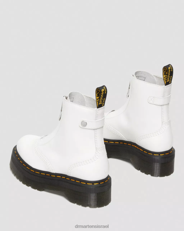 מגפי פלטפורמה מעור סנדל עם רוכסן ג'טה Dr. Martens שלח לבן הַנעָלָה N8BB8101