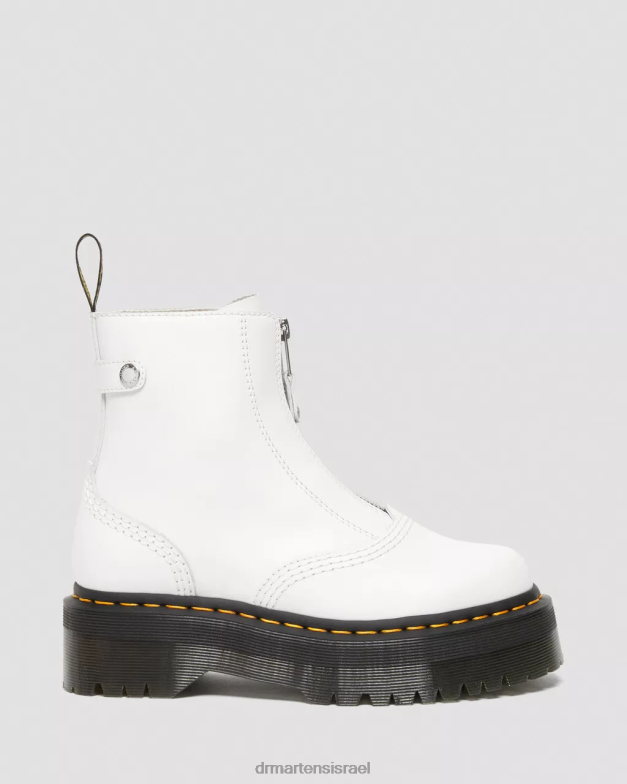 מגפי פלטפורמה מעור סנדל עם רוכסן ג'טה Dr. Martens שלח לבן הַנעָלָה N8BB8101