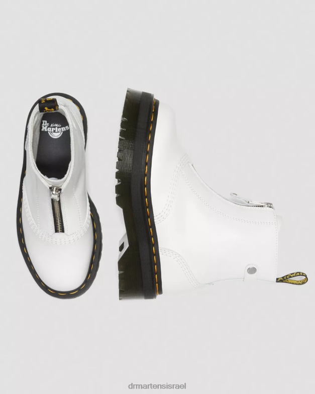 מגפי פלטפורמה מעור סנדל עם רוכסן ג'טה Dr. Martens שלח לבן הַנעָלָה N8BB8101