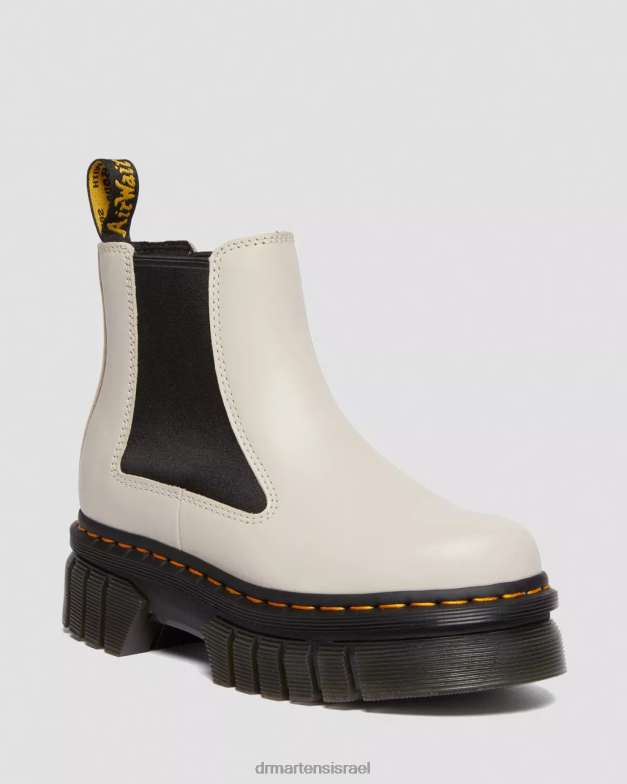 מגפי צ'לסי פלטפורמת עור נפה אודריק Dr. Martens נאפה לוקס אפור מרוצף אבן הַנעָלָה N8BB8105