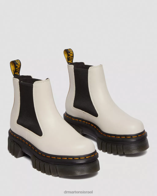 מגפי צ'לסי פלטפורמת עור נפה אודריק Dr. Martens נאפה לוקס אפור מרוצף אבן הַנעָלָה N8BB8105