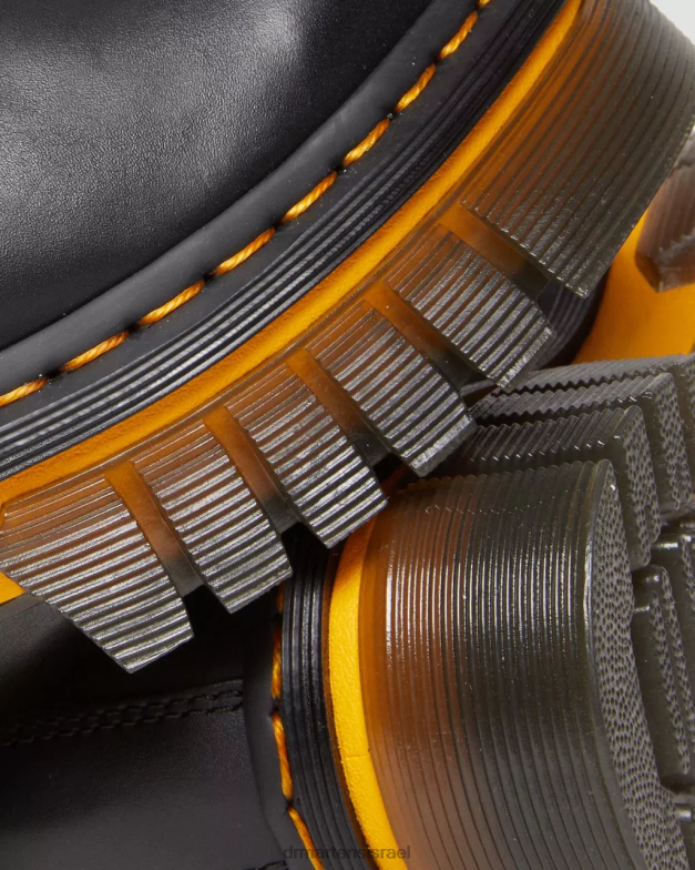 מגפי קרסול פלטפורמה מעור עם סוליית ניגודיות Dr. Martens לוצידו שחור מלוטש הַנעָלָה N8BB8149