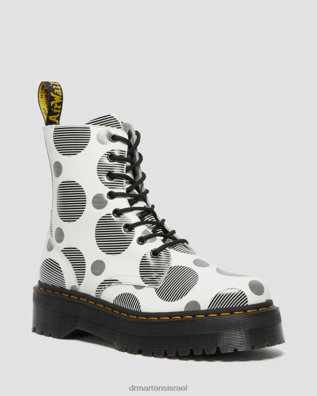 מגפי ג'דון מנוקדים מעור חלק Dr. Martens חלק מנוקד לבן הַנעָלָה N8BB8157