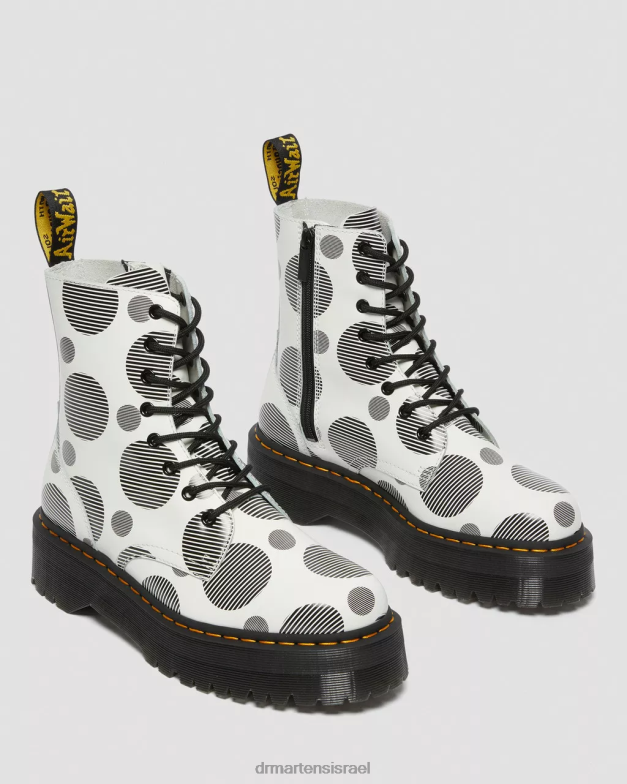 מגפי ג'דון מנוקדים מעור חלק Dr. Martens חלק מנוקד לבן הַנעָלָה N8BB8157