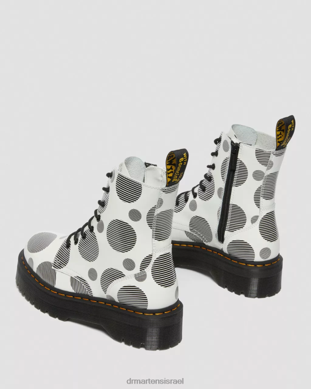 מגפי ג'דון מנוקדים מעור חלק Dr. Martens חלק מנוקד לבן הַנעָלָה N8BB8157