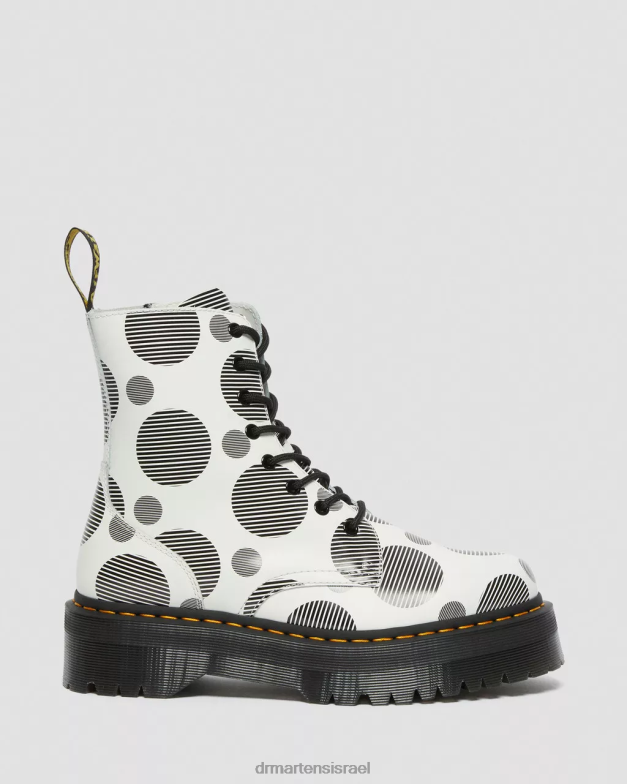 מגפי ג'דון מנוקדים מעור חלק Dr. Martens חלק מנוקד לבן הַנעָלָה N8BB8157