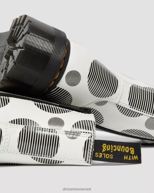 מגפי ג'דון מנוקדים מעור חלק Dr. Martens חלק מנוקד לבן הַנעָלָה N8BB8157